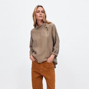 ZARA LINEN TOP WITH BUTTONS